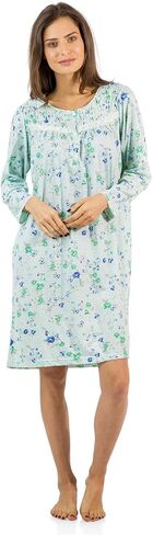 Casual Nights Women's Cotton Blend Long Sleeve Nightgown | Henley Nightshirt in Kuwait