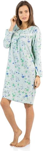 Casual Nights Women's Cotton Blend Long Sleeve Nightgown | Henley Nightshirt in Kuwait