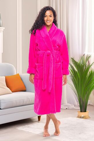 Alexander Del Rossa Women's Fuzzy Plush Fleece Winter Robe, Warm Soft Fuzzy Bathrobe for Her in Saudi Arabia