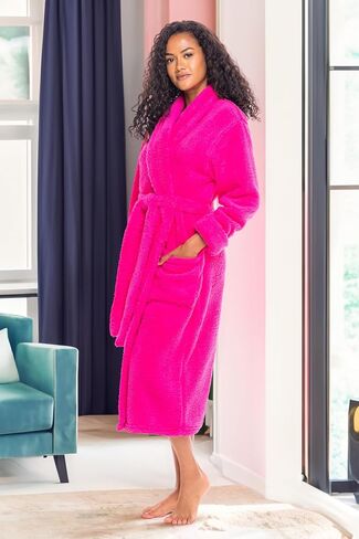 Alexander Del Rossa Women's Fuzzy Plush Fleece Winter Robe, Warm Soft Fuzzy Bathrobe for Her in Saudi Arabia