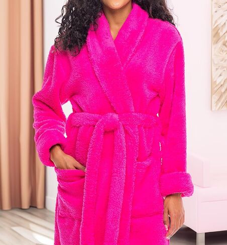 Alexander Del Rossa Women's Fuzzy Plush Fleece Winter Robe, Warm Soft Fuzzy Bathrobe for Her in Saudi Arabia