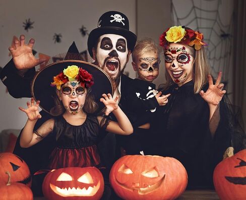Rose Flower Halloween Headband & Day of the Dead Face Tattoos, Temporary Tattoo Stickers and Mexican Floral Headpiece for Halloween Costumes Party Supplies Cosplay Festival, Day Of the Dead headband in Saudi Arabia