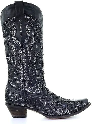 CORRAL Brown Glitter Inlay & Studs Womens Snip Toe Western Boots C3331 in Kuwait