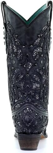CORRAL Brown Glitter Inlay & Studs Womens Snip Toe Western Boots C3331 in Kuwait
