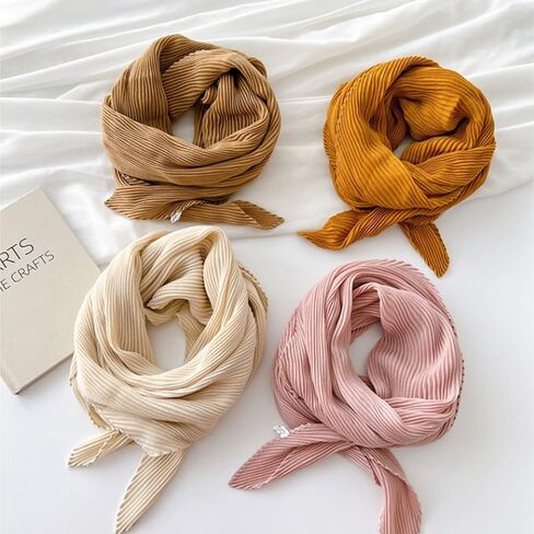 ANIDL مجعد بلون القطن القنب وشاح مربع صغير وشاح حريري ، الإناث أربعة مواسم رقيقة التفاف وشاح شال الرأس in Kuwait