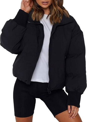 Bianstore Women's Quilted Puffer Jacket Warm Cotton Padded Bubble Coat Winter Outerwear in Kuwait