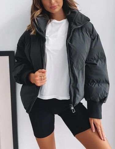 Bianstore Women's Quilted Puffer Jacket Warm Cotton Padded Bubble Coat Winter Outerwear in Kuwait