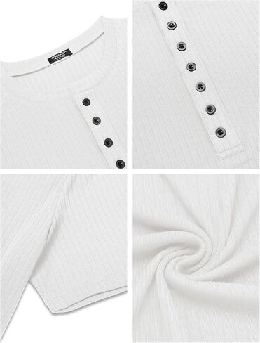 تي شيرت رجالي من COOFANDY مكون من قطعتين من قمصان Henley بأكمام قصيرة غير رسمية مضلعة ومتماسكة وتمتد العضلات in Saudi Arabia