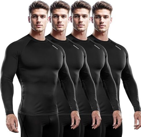 DRSKIN 4، 3 أو 1 حزمة قمصان ضغط رجالية بأكمام طويلة رياضية أساسية للتمرين والجري وصالة الألعاب الرياضية in Kuwait