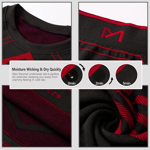 مجموعة ملابس داخلية حرارية للرجال من MEETYOO، طبقة أساسية شتوية طويلة من أعلى وأسفل بدلة ضغط للطقس البارد للتزلج in Kuwait