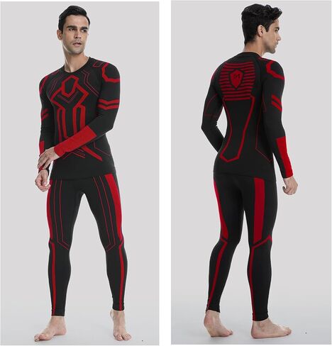 مجموعة ملابس داخلية حرارية للرجال من MEETYOO، طبقة أساسية شتوية طويلة من أعلى وأسفل بدلة ضغط للطقس البارد للتزلج in Kuwait
