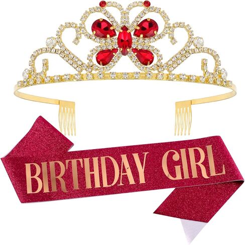 VELSCRUN عيد ميلاد فتاة وشاح الأميرة تاج التيجان للفتيات زينة حفلة عيد ميلاد سعيد للفتيات هدايا عيد ميلاد in Kuwait