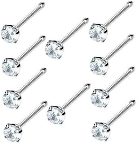 خاتم أنف من الفضة الإسترلينية 925 من كلير سي زد مع كرة مستديرة مثبتة بشق 1.2 مم بلمسة نهائية 10 قطع بأبعاد 0.95 سم in Kuwait