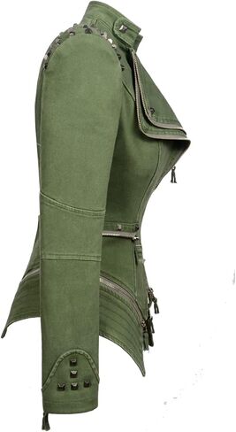 LFSS Women's classic denim jacket personalized rivet punk dovetail Motorcycle Jacket in Kuwait