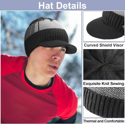 ساتينيور 4 قطع قبعة صغيرة محبوكة دافئة مبطنة بالصوف الحراري السميك بتصميم جمجمة للرجال والنساء, أحمر نبيذي وأزرق كحلي وأسود ورمادي داكن, مقاس واحد in Kuwait