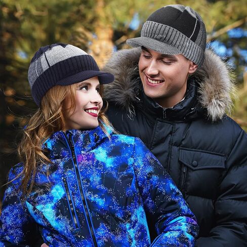 ساتينيور 4 قطع قبعة صغيرة محبوكة دافئة مبطنة بالصوف الحراري السميك بتصميم جمجمة للرجال والنساء, أحمر نبيذي وأزرق كحلي وأسود ورمادي داكن, مقاس واحد in Kuwait