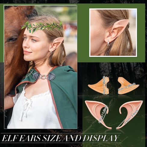 Yunlly 6 Pcs Elf Ears and Fairy Crown Set Latex Fairy Pixie Ears Fairy Leaf Rhinestone Flower Headband Elf Garland Headpiece in Saudi Arabia