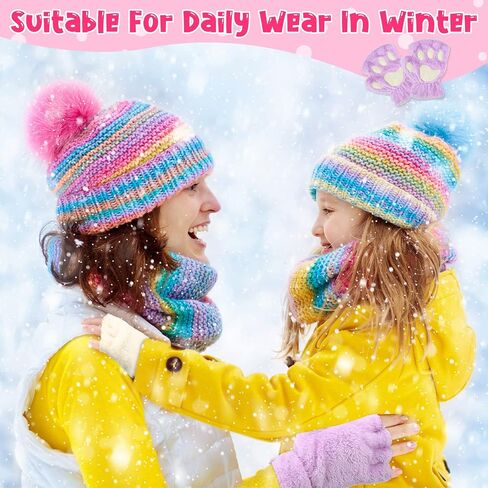Yahenda 10 Pairs Women Girls Cat Paw Gloves Faux Fur Cute Kitten Wolf Bear Claw Fingerless Winter Plush Gloves Half Finger Cosplay Furry Cat Mittens in Saudi Arabia