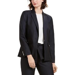 Calvin Klein Womens Notch Collar Business One-Button Blazer Navy 4 in Saudi Arabia