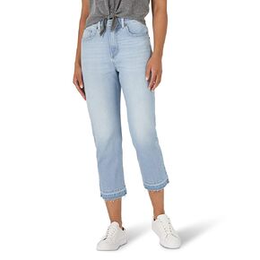 بنطلون جينز كابري كابري جينز للنساء بتصميم أسطوري مقاس عادي مرتفع مرتفع in Kuwait