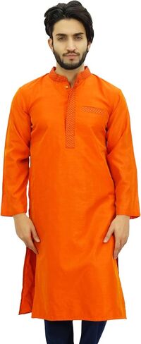 Atasi Designer Indian Ethnic Men's Kurta Pyjama Long Dupion Shirt in Kuwait