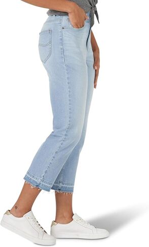 بنطلون جينز كابري كابري جينز للنساء بتصميم أسطوري مقاس عادي مرتفع مرتفع in Kuwait