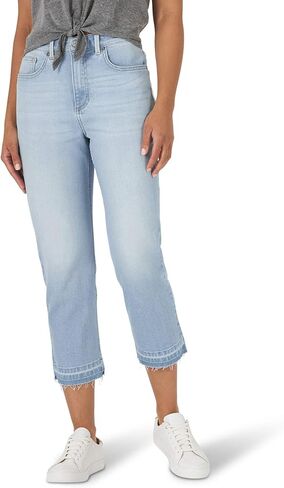 بنطلون جينز كابري كابري جينز للنساء بتصميم أسطوري مقاس عادي مرتفع مرتفع in Kuwait