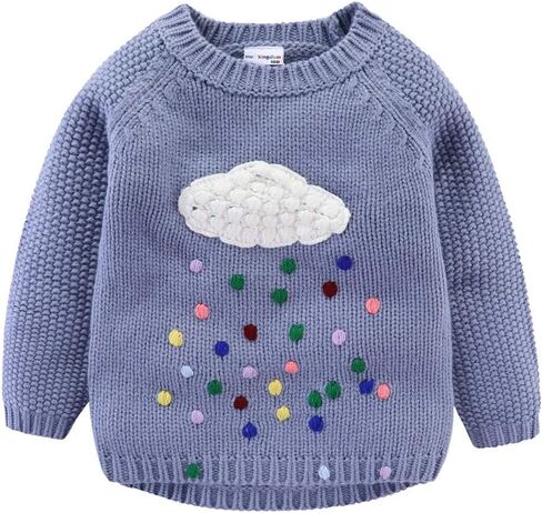 Mud Kingdom Little Girls Sweaters Pullover Cute Cloud and Colorful Rains in Kuwait