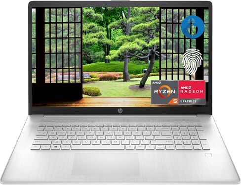 Newest HP 17 Laptop, 17.3" HD+ Touchscreen, AMD Ryzen 5 5625U Processor, 16GB DDR4 RAM, 1TB SSD, Fingerprint Reader, HDMI, Wi-Fi 6, Windows 11 Home, Silver in Kuwait