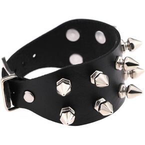 Tanyoyo Unisex Spike Studded Rock Punk Biker Wide Strap Leather Bracelet Gothic Rivet Buckle Wristband