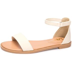LM Women's Flat Sandals Open Toe One Band Ankle Strap Sandals Casual Summer Flat Sandals