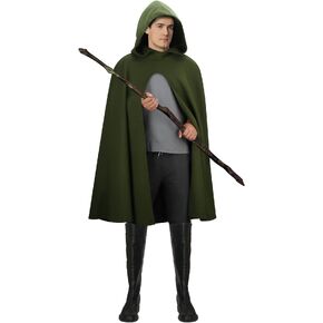NIHONCOS الكبار عصر النهضة الهوبيت عباءة مقنعين القرون الوسطى هالوين معالج الرأس الأخضر مع غطاء محرك السيارة الساحرة تأثيري حلي in Kuwait
