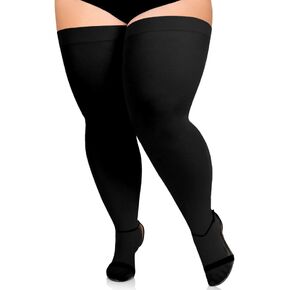 Plus Size Thigh High Stockings for Thick Thighs- Extra Long Womens Opaque Over Knee High Stockings for Wide Thigh