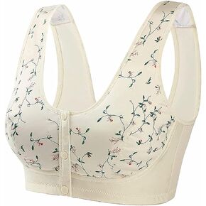 KHDFID Front Button Bra, Convenient Front Button Bra,Front Closure Sports Bras Women Cotton Ultra Soft Cup,Everyday Sleep Bras,Front Closure Cotton Sports Bras for Women Girls (Beige,38)