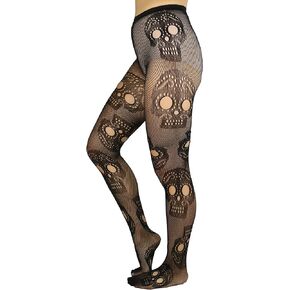 جوارب طويلة نسائية احتفالية كبيرة من ToBeInStyle مصنوعة من شبكة صيد السمك على شكل جمجمة السكر in Kuwait