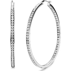 ORAZIO الفولاذ المقاوم للصدأ النساء هوب أقراط لطيف Huggie أقراط مكعب زركونيا مطعمة 50MM