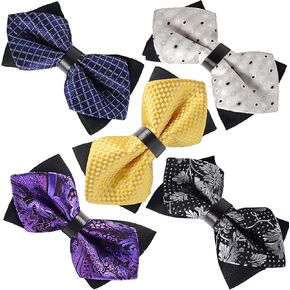 ArBoXiA Sharp-angled Bow Ties for Men,Senior Adjustable Pro-men’s Bow Ties Suitable for Business, Prom , Wedding , Party , Office, Men's Gift,etc.Set of 5 (Multicolors) in Saudi Arabia