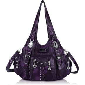 Angel Kiss Handbags for Women Soft PU Leather Large Hobo Bags for Ladies Top Handle Satchel Shoulder Bag Top Handle Satchel