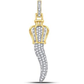 Diamond2Deal 10kt Yellow Gold Mens Round Diamond Italian Horn Charm Pendant 1/2 Cttw Color- G-H Clarity- I2 in Saudi Arabia