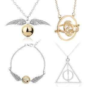HJYZY 4pcs Spinning Hourglass Pendant Necklace Golden Asuka Pendant Necklace Bracelet Triangle Pendant Necklace The Best Gift for Fans in Saudi Arabia
