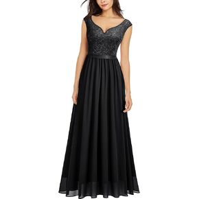 Miusol Women's Classy Deep V Neck Formal Evening Party Maxi Dress in Saudi Arabia
