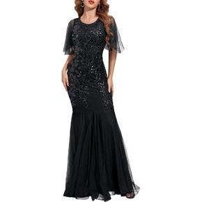 PrettyGuide Women's Evening Dress 1920s Sequin Mermaid Hem Maxi Long Formal Ball Gown