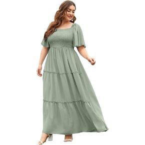 فستان Floerns نسائي قصير الأكمام بوهو مزين بالزهور على شكل حرف A فستان متوسط ​​الطول in Kuwait