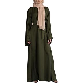 عبايات OLEMEK للنساء فستان إسلامي بأكمام طويلة، رداء دبي الإسلامي العربي الحديث في الشرق الأوسط، فستان طويل بحزام للصلاة