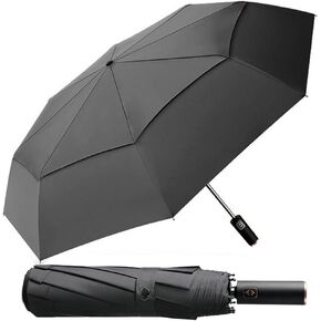 مظلة جولف مدمجة مقاس 62 بوصة للمطر والشمس - فتح وإغلاق تلقائي - مظلة كبيرة جدًا لشخصين - مظلة مزدوجة مقاومة للرياح in Kuwait