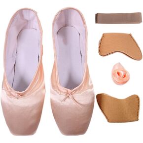 أحذية DoGeek للفتيات أحذية باليه للرقص عند أصابع القدم للسيدات المحترفات أحذية من الساتان مع شريط (اختر مقاسًا أكبر بدرجة واحدة) in Kuwait
