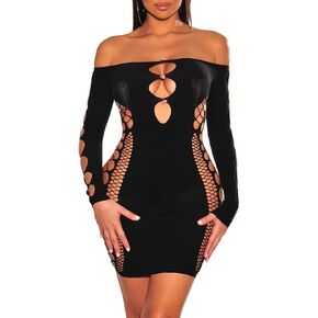 فستان ZileZile النسائي المثير بدون أكتاف شبكي مجوف للنادي قصير in Kuwait