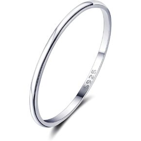 Honsny 925 خاتم فضة استرليني للنساء والرجال التراص خواتم الزفاف للأزواج إصبع بسيط قابل للتكديس بيان قبة عادي الإبهام الدائري حجم 6-11 in Kuwait