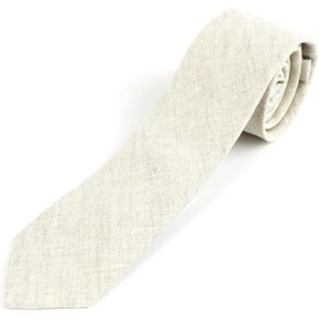 Men's Cotton Linen Skinny Necktie Tie Sand Wash Solor Color Pattern - 2 1/2" Width