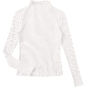 تي شيرت SweatyRocks نسائي كاجوال برقبة عالية وأكمام طويلة مضلع بقصة ضيقة ومخططة ومطاطة in Kuwait